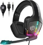 Soulbytes S12 Ps4 Ps5 Pc Xbox One Switch With Microphone Dynamic Rgb Led Effect 3.5mm Wired Stereo Bass Over Ear Mic Gaming Headphones