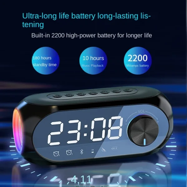 Kisonli Lp-2s Rgb Speaker Alarm Clock Bluetooth 5.0 Tf-card For Mobile