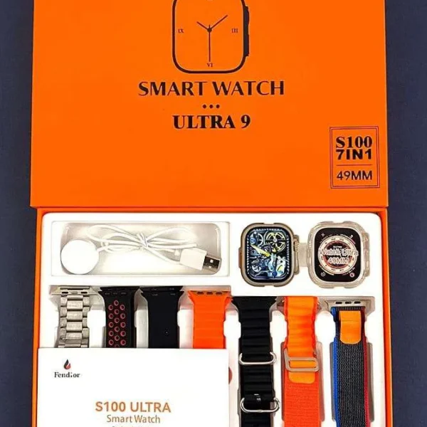 S100 Fendior Smart Watch Ultra 2 With 7 Straps